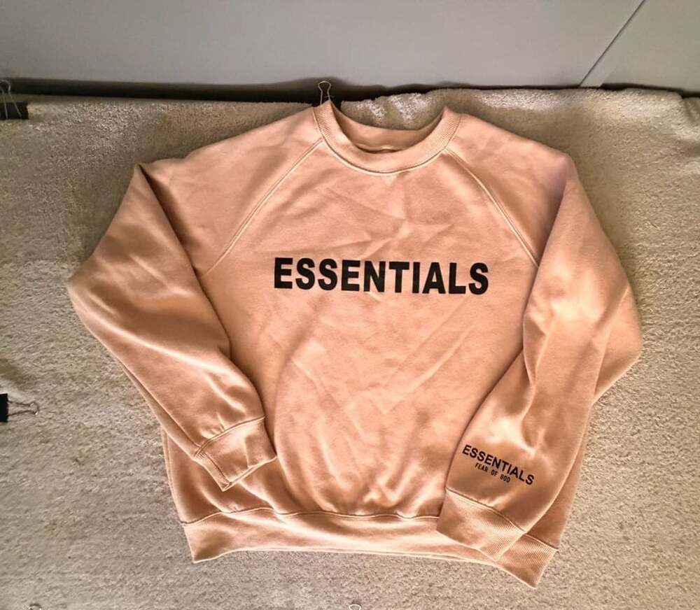 Unbranded Crewneck Sweatshirt Size S Tan w/ Logos Fear Of God Essentials